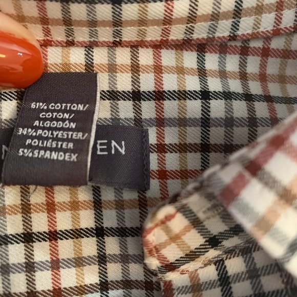 Van Heusen Long Sleeve Button Down Dress Shirt Plaid Size Large 16-16.5 - Picture 9 of 10